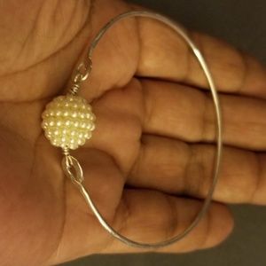 Brand New, Sterling Silver Pearl Bangle Bracelet
